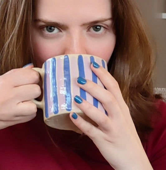 Lilac & Blue Striped Mug