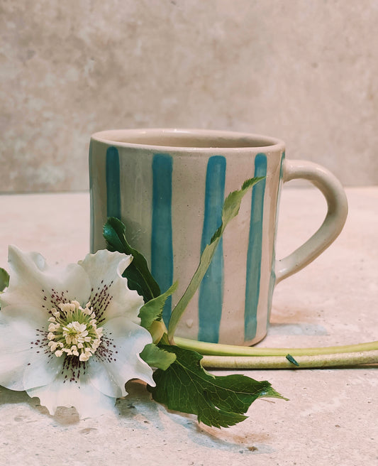 Pale Blue Striped Mug