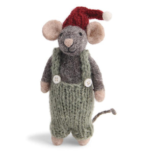 Grey Mouse with Green Pants Christmas Decoration