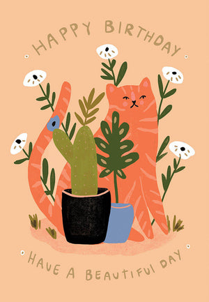Happy Birthday (Cat and Plants)