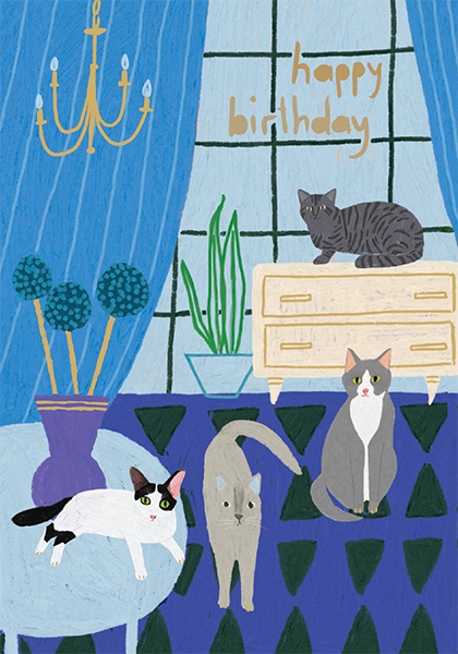 Happy Birthday (Four Cats)