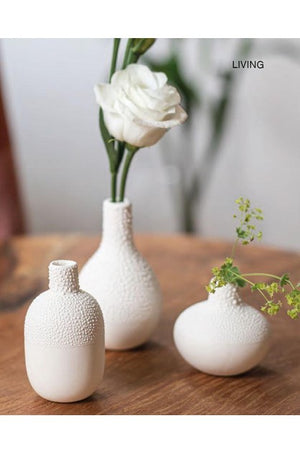 White Beaded Mini Vases (3pc)